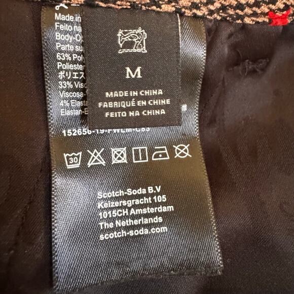 Scotch & Soda Houndstooth Shooting Star Tapered Trousers in "Brown Flock" Sz M - Picture 13 of 14